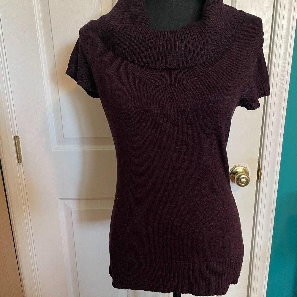 Like New! INC International Concepts Plum Short Sleeve Silk Blend Sweater Size S - Picture 3 of 15